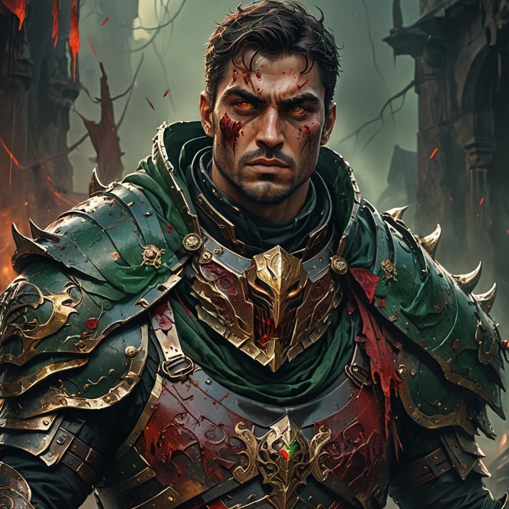 Furious Knight in Broken Armor: Dark Fantasy Art