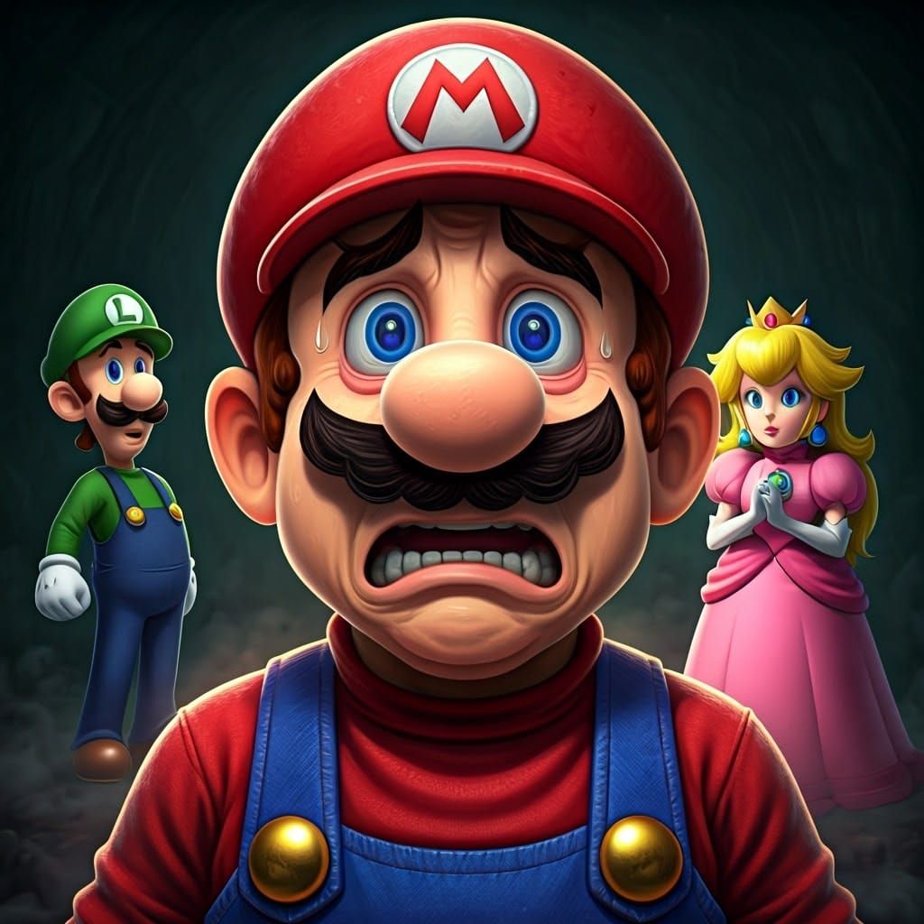 Mario's Anguished Possession: A Hyperrealistic Horror Scene