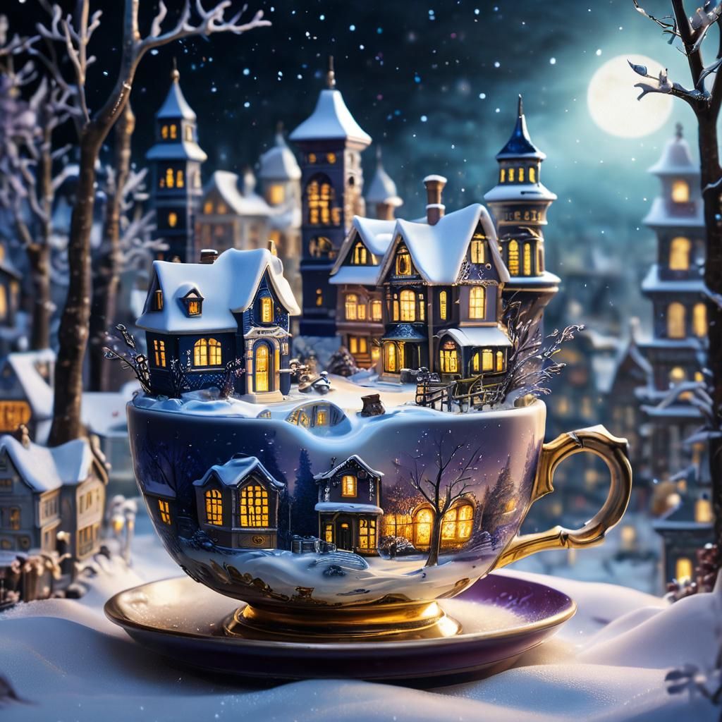 Victorian Cityscape Diorama in Golden Light