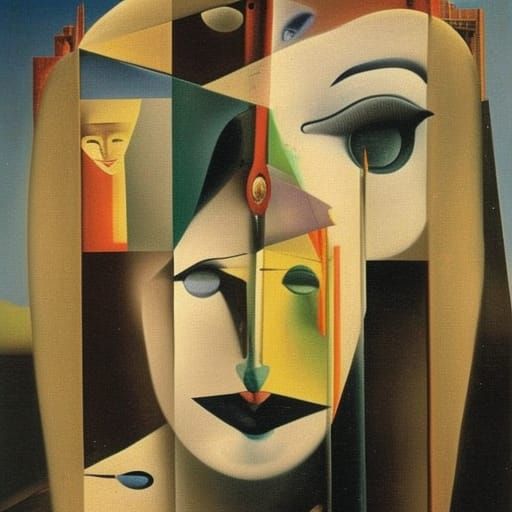 Surrealist Construction with Melting Oil Effect