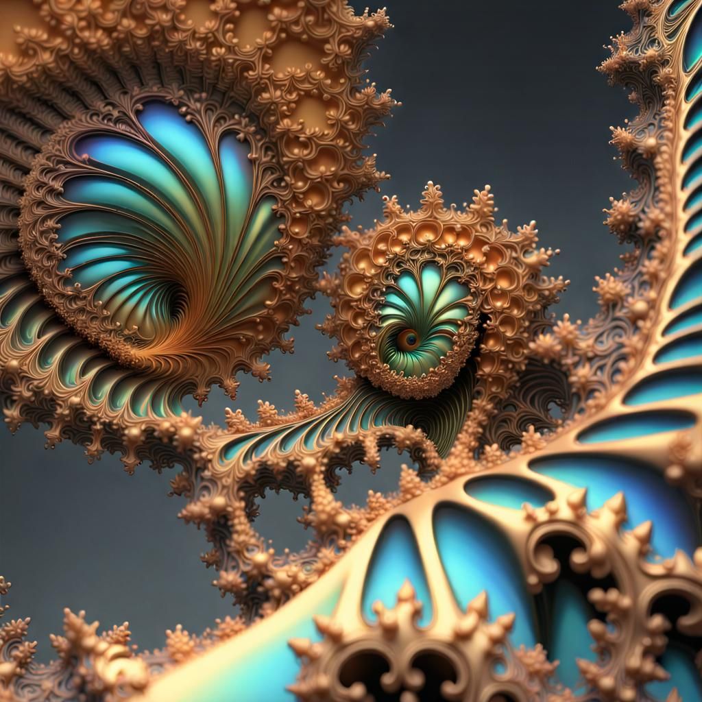 Complex Fractal 3D Sculptures in Iridescent Render