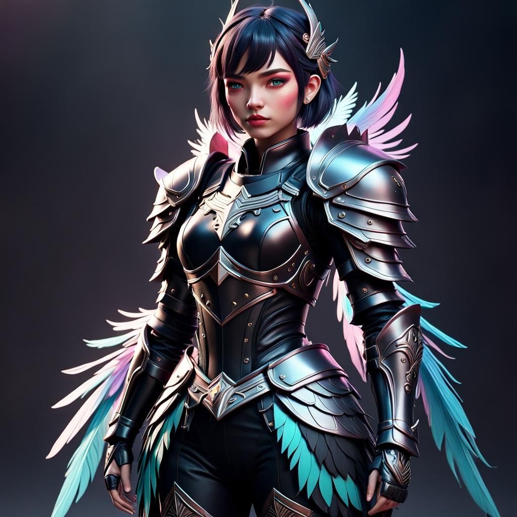 Kawaii Knight Portrait in Vibrant Pastel Colors