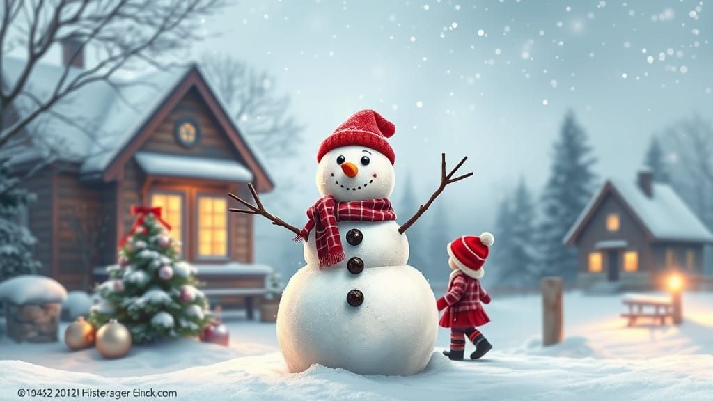 Vibrant Winter Wonderland Scene in Realistic Style