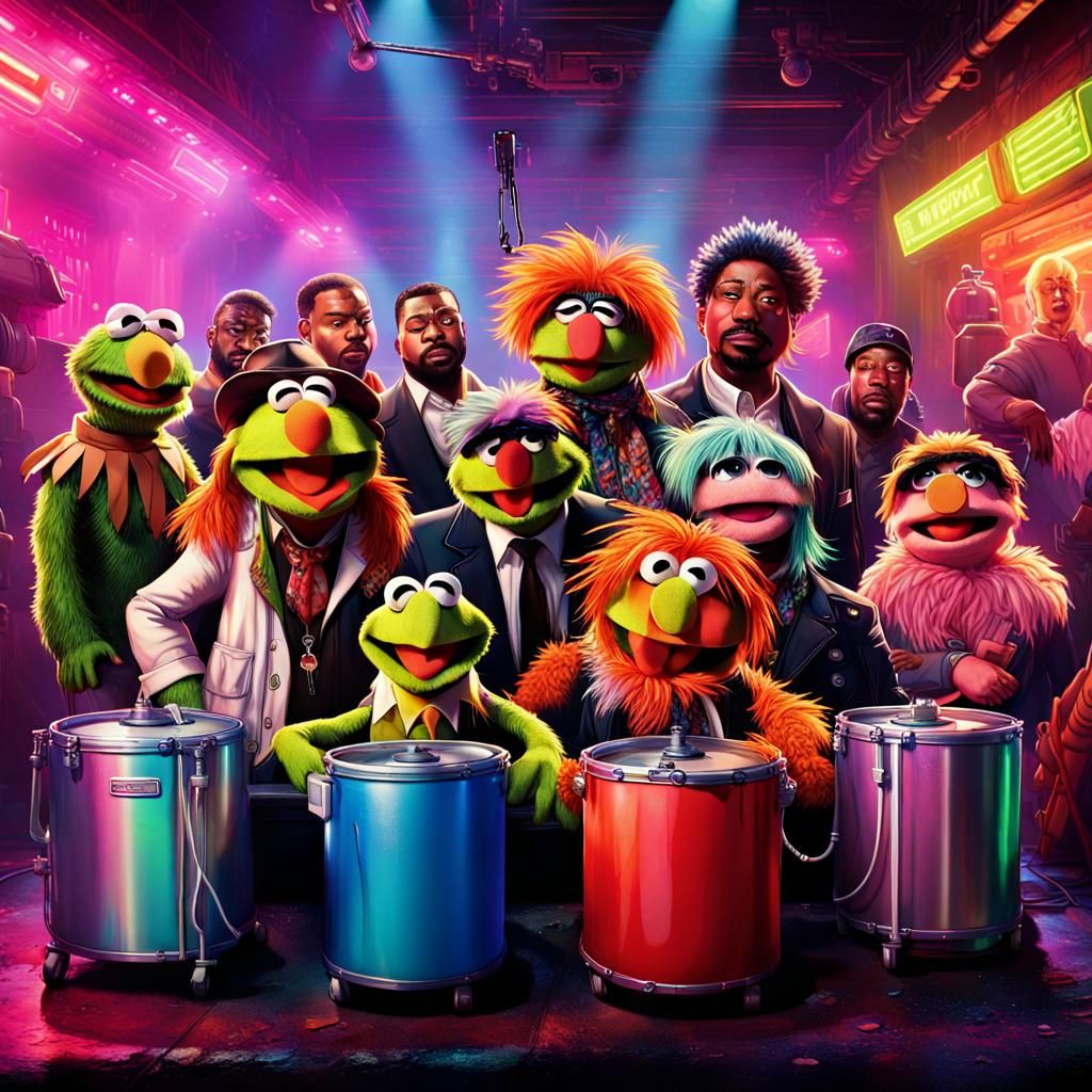 Muppets Rave Party in Graffiti Art Style