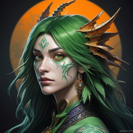 Marijuana Dragon with Cannabis Portals as Digital Art