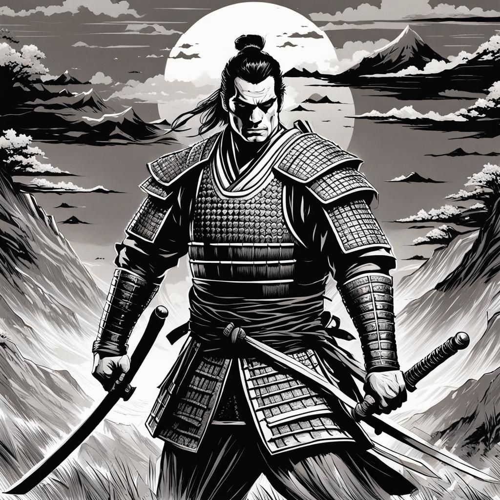Samurai Warrior in Comic Book Art Style