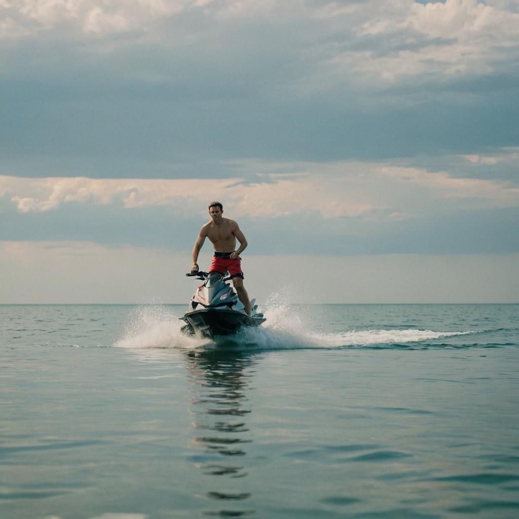 Jet Ski Rider in Golden Cinematic Light