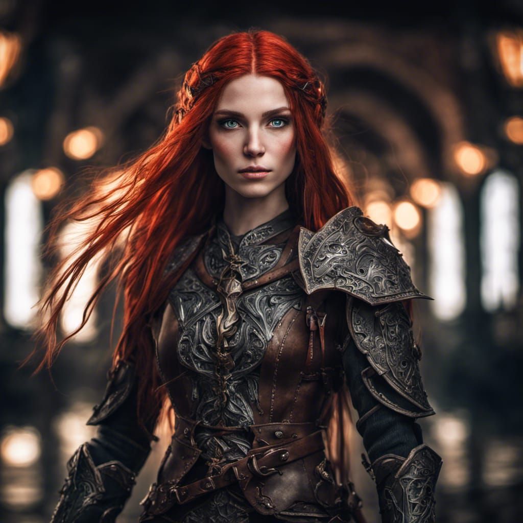 Beautiful Young Elf Warrior with Daggers