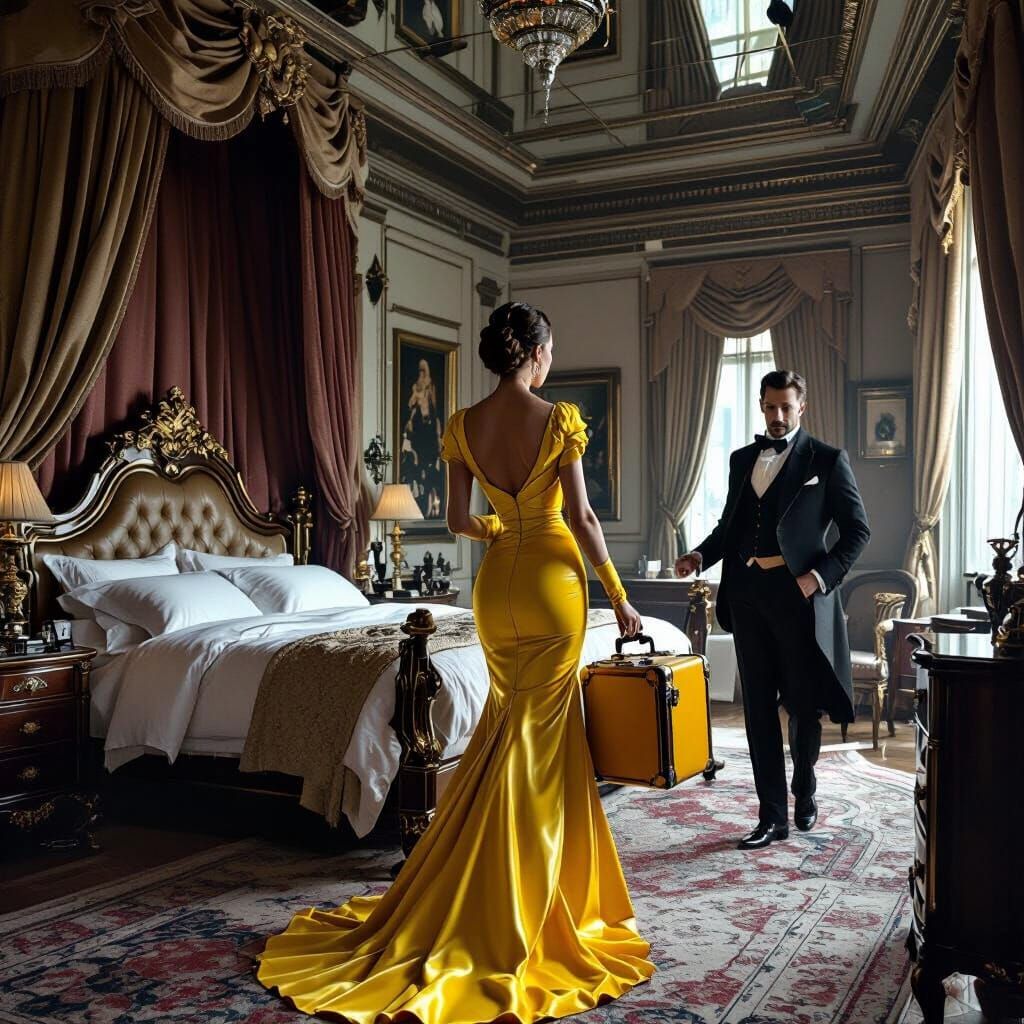 Victorian Courtesan Meeting: Elegant Digital Illustration