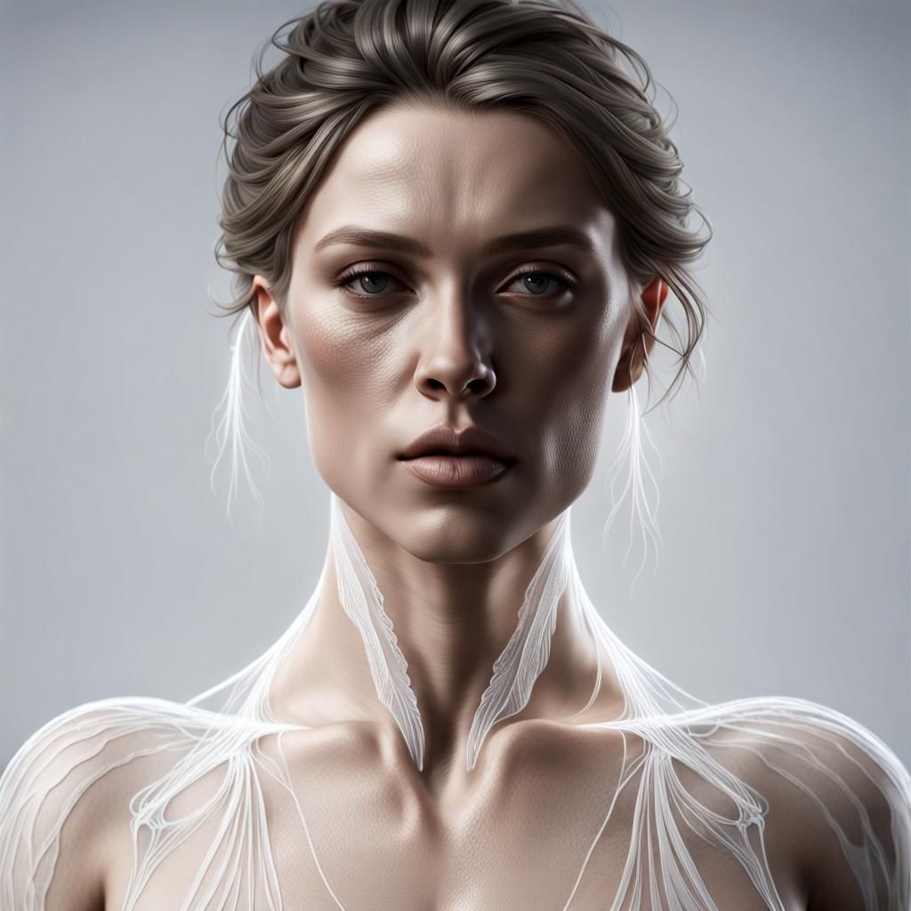 Ethereal Portrait of a Blind Woman in White