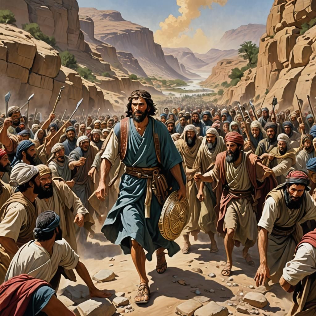 Joshua Leads Israelites: Detailed Matte Painting in Fantasy ...