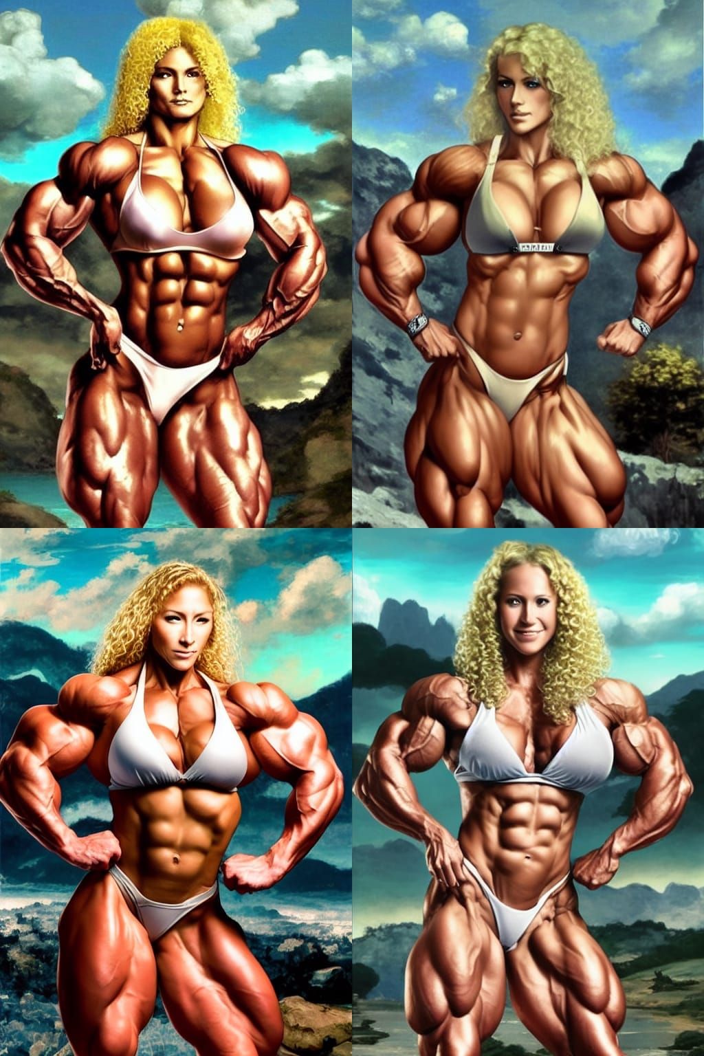 Beautiful Blonde Muscle Woman: Matte Anime Art