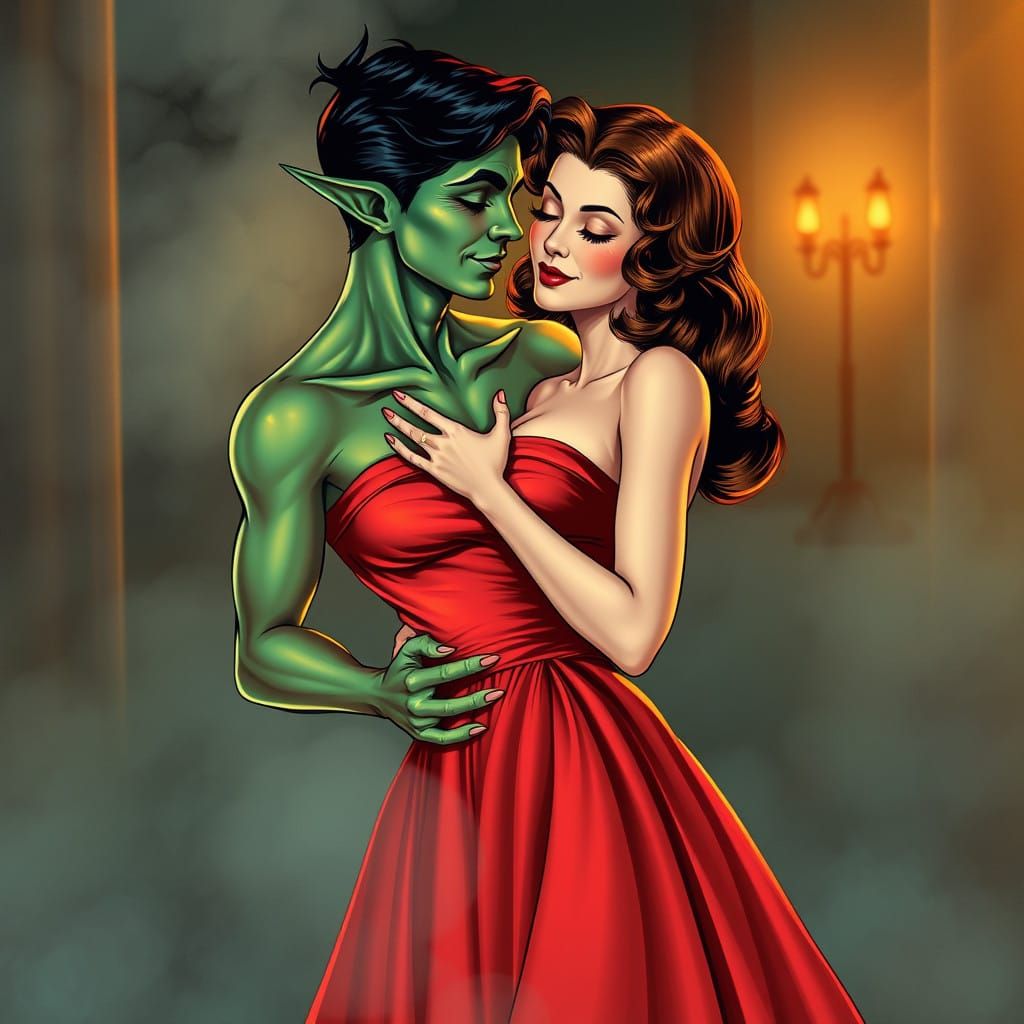 Retro-Futuristic Romance in Crimson and Emerald