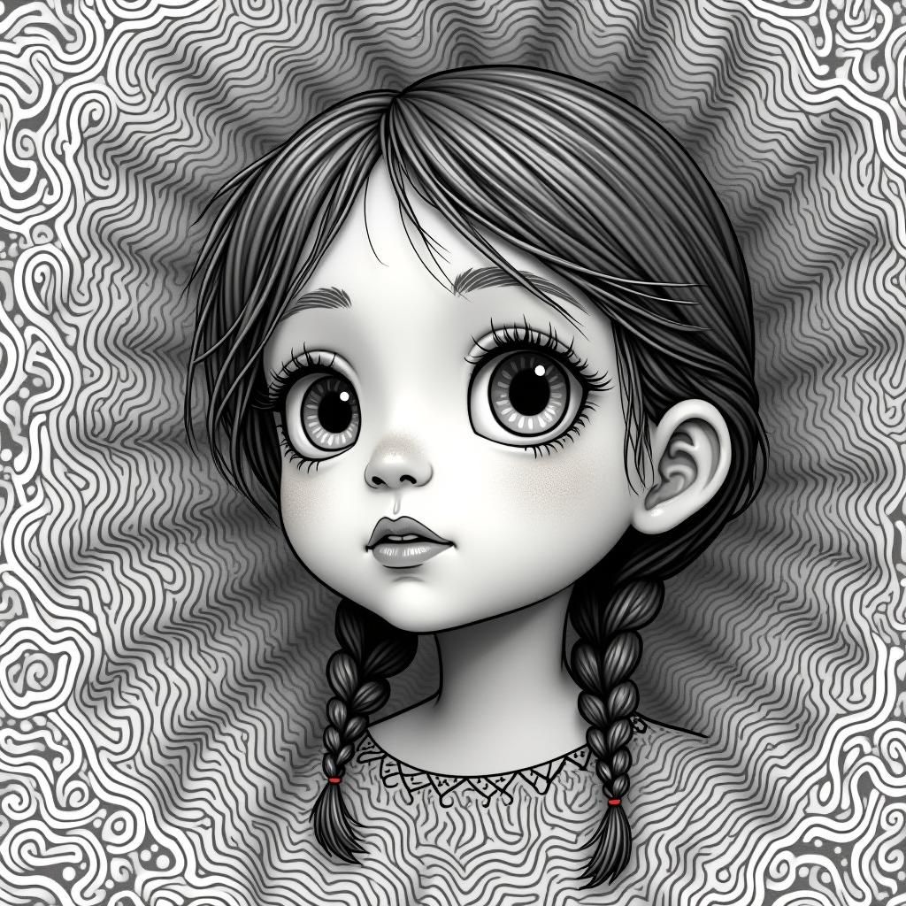 Girl in Fractal World: 3D Digital Art