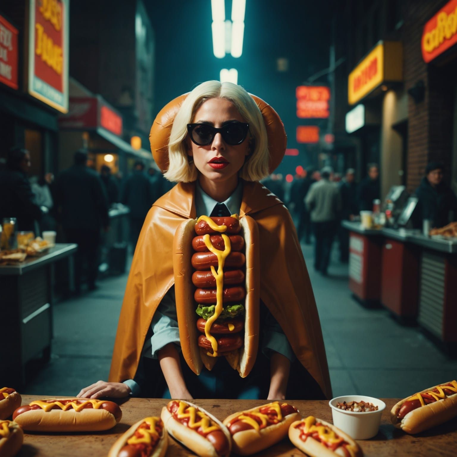 Lady Gaga as Hot Dog in Cinematic Film Still