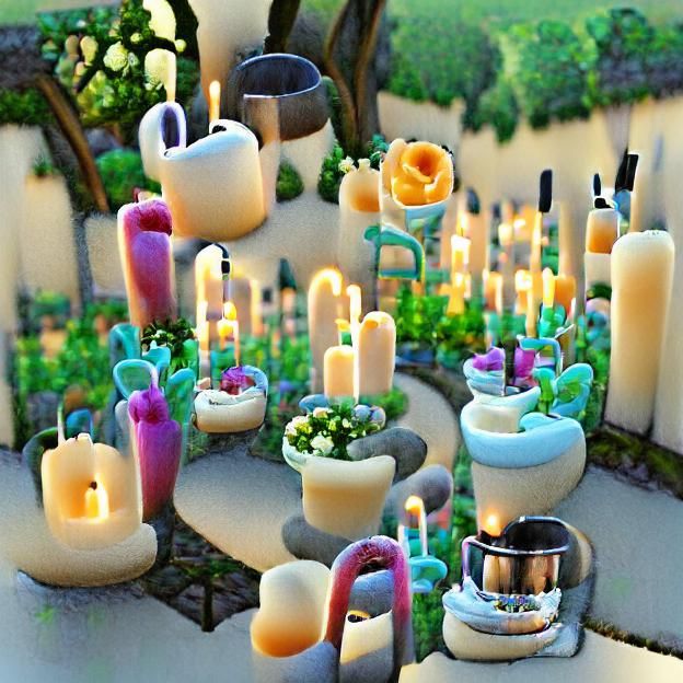 Glowing Candle Garden: A Digital Rendering