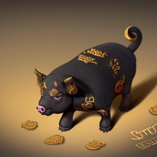 Chibi Iberian Pig with Molten Gold Runes