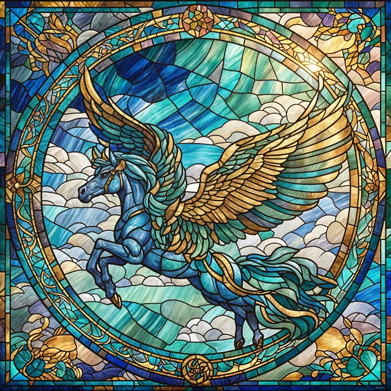 Stained Glass Pegasus Fantasy Concept Art