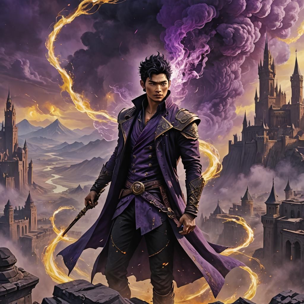 Mystical Figure Overlooking Magic-Scorched Realm