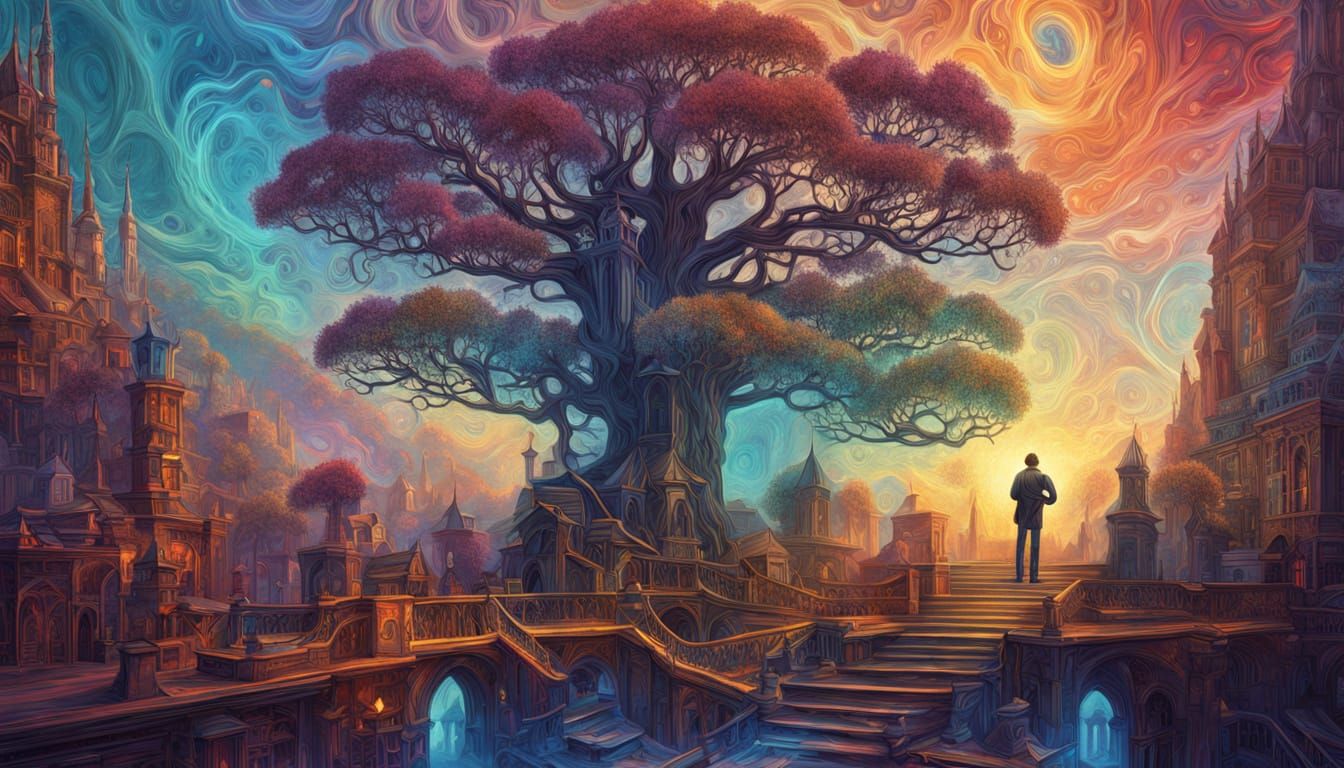 Treehouse Library: Holographic Astral Illustration