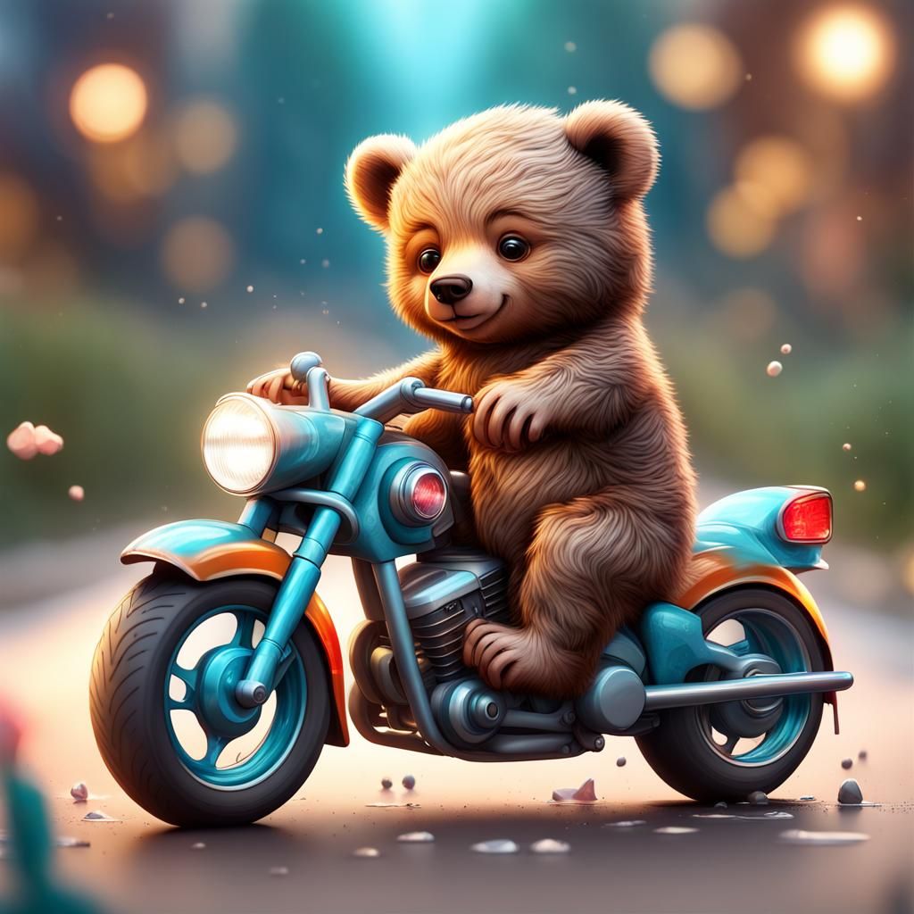 Bear riding Motor Bike