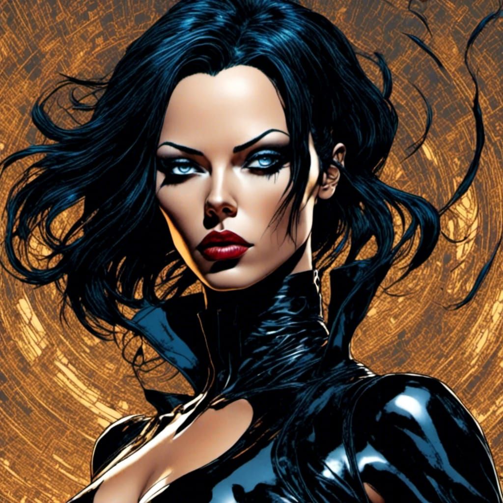 Aeon Flux Style Portrait with Detailed Eyes