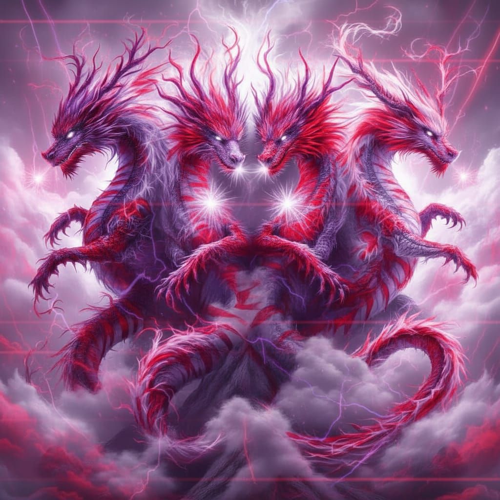 Elemental Dragons In A Fantastical Quadruple Portrait