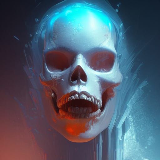 Icy Skull Concept Art in Art Nouveau Style