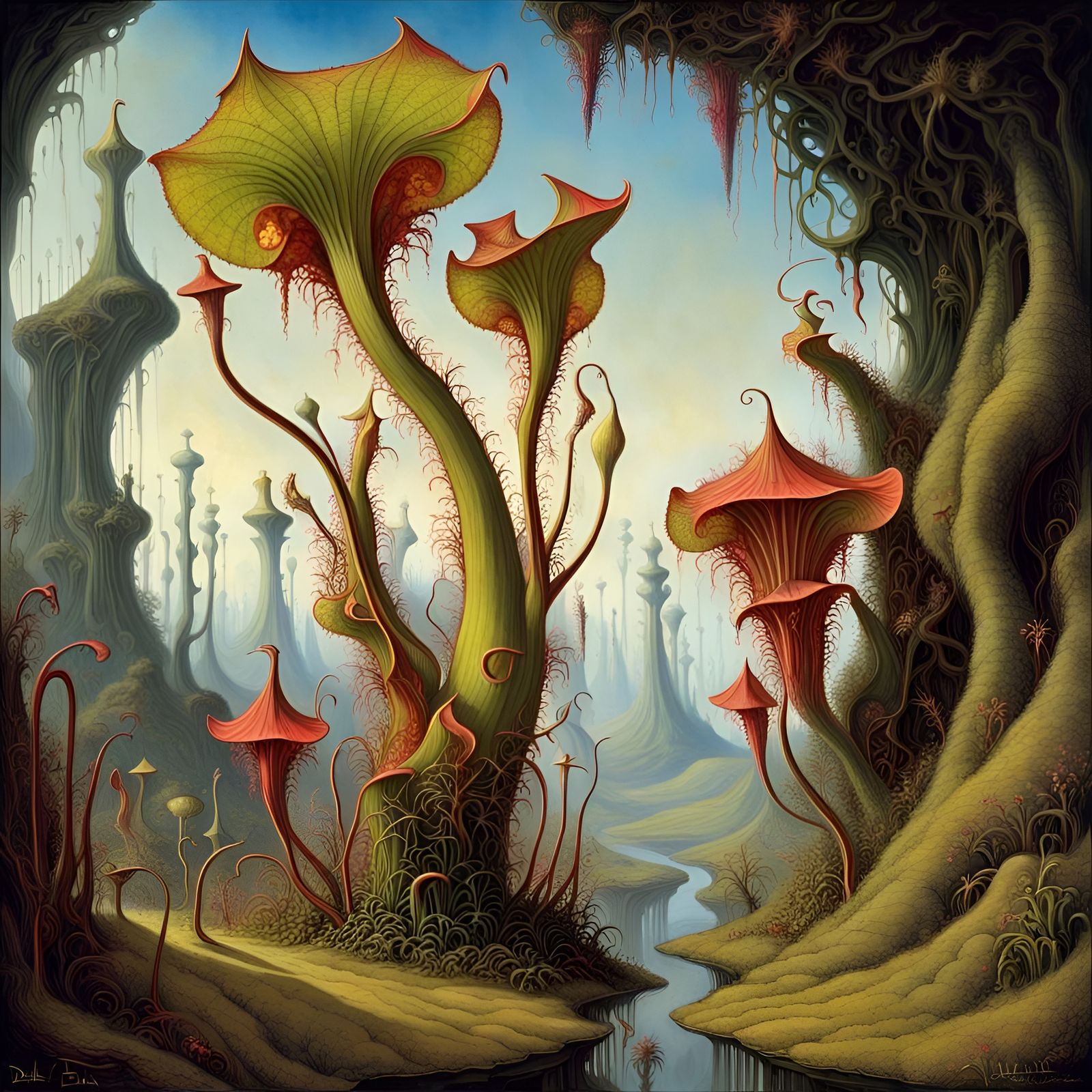 Surreal Sarracenia Hybrid in Fantastical Style