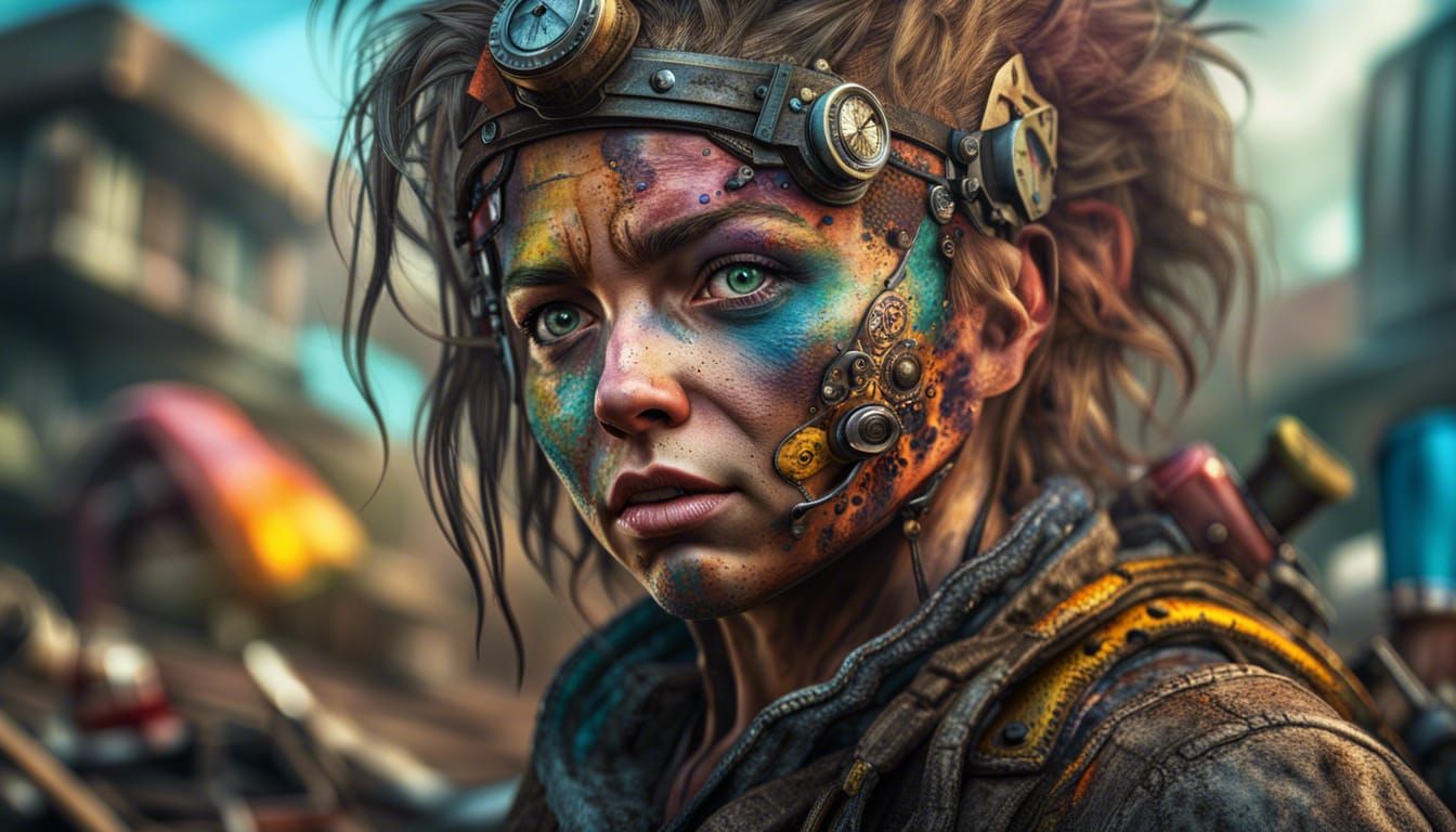 Post-Apocalyptic Wonderland in Hyperrealistic Splash Art