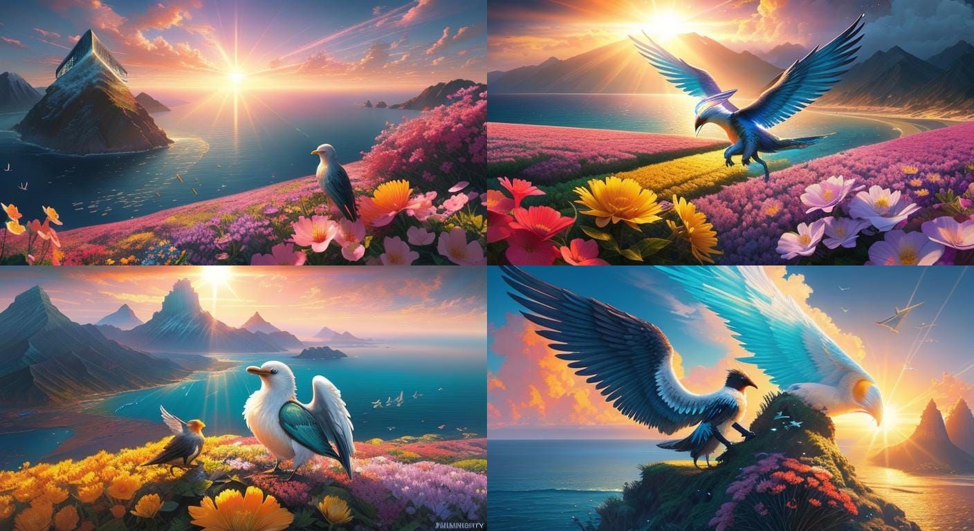 Surreal Rubik's Cube Tsunami at Sunset