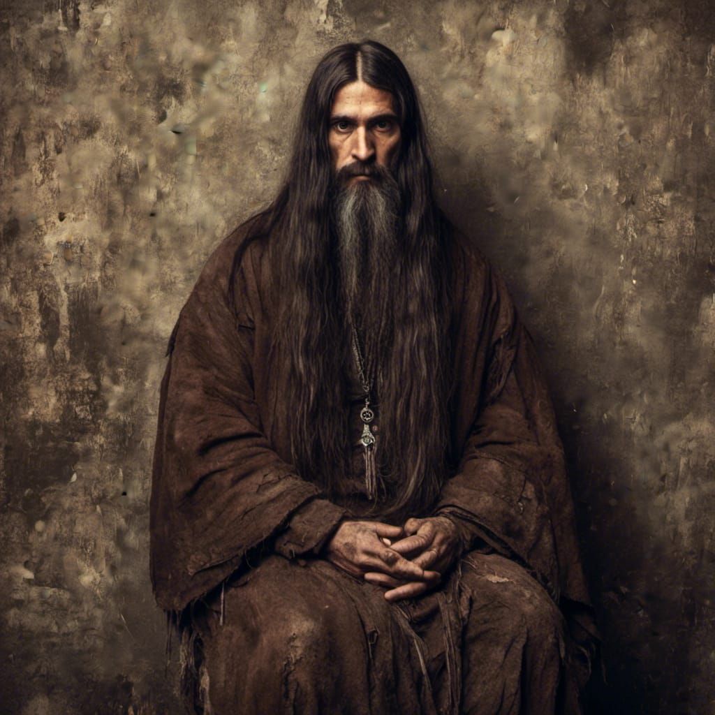 Macabre Armenian Orthodox Monk with Long Hair