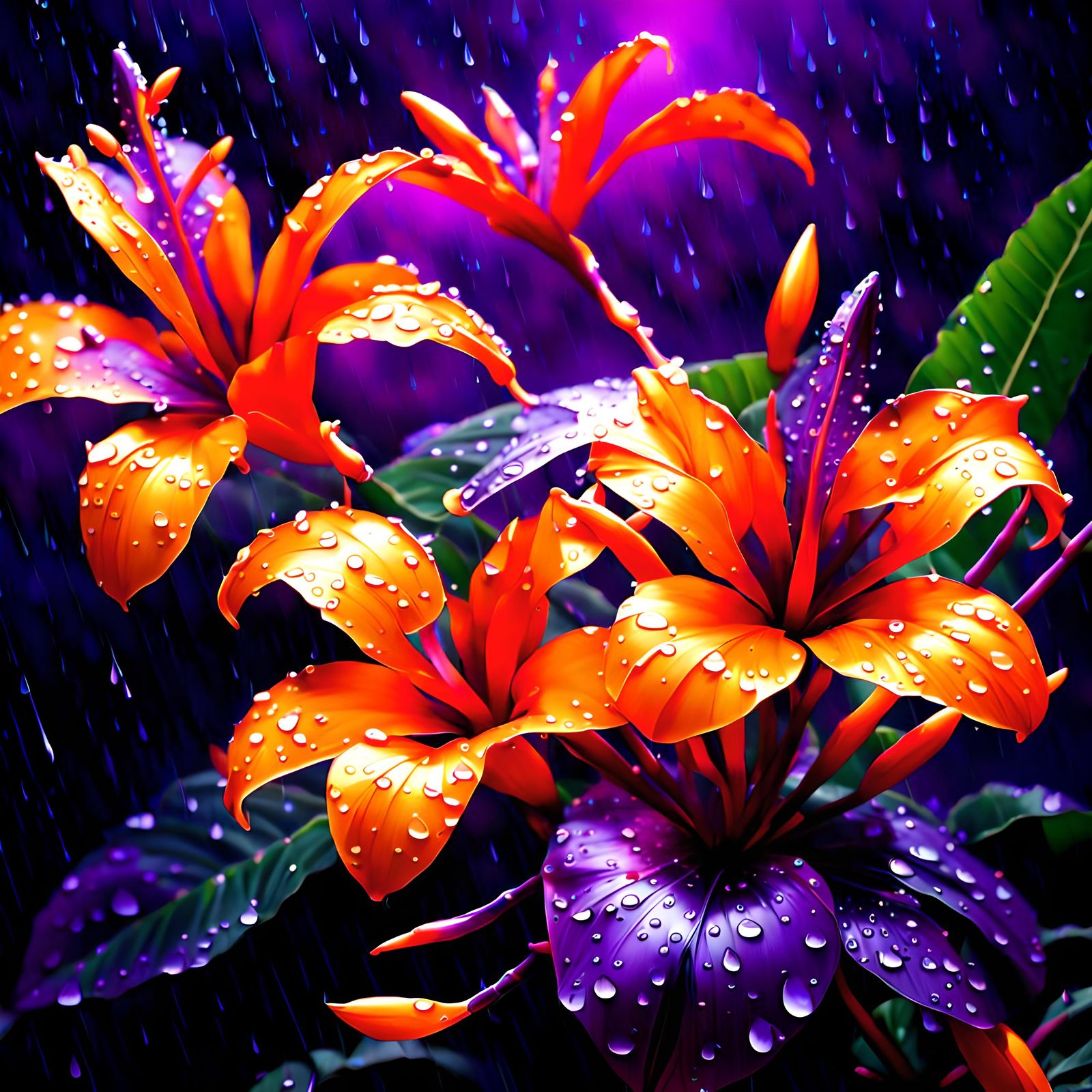 Fluorescent Tropical Flowers Bloom at Night