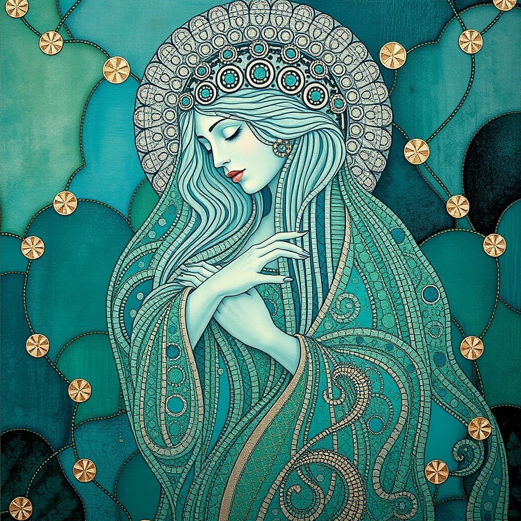 Goddess in Opulent Klimt Style