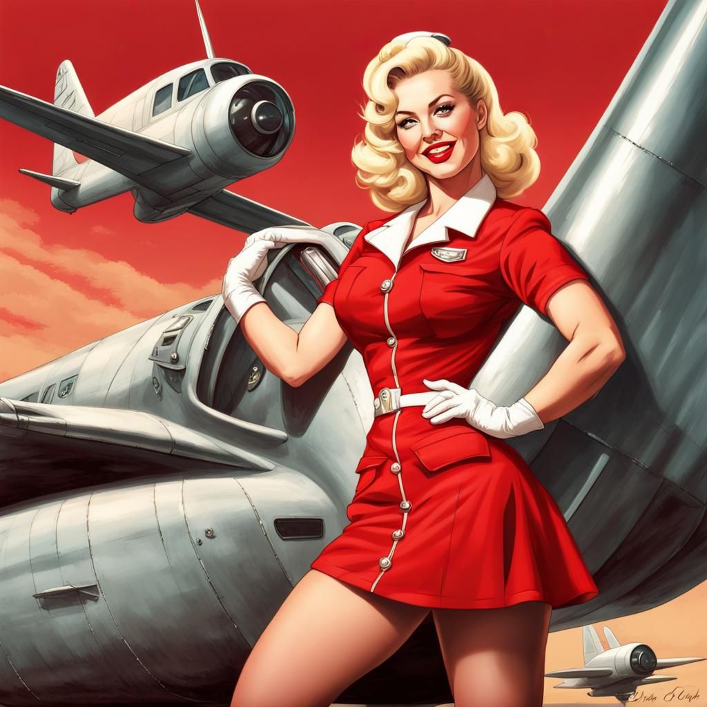 Blond Woman in Sci-Fi Pinup Style