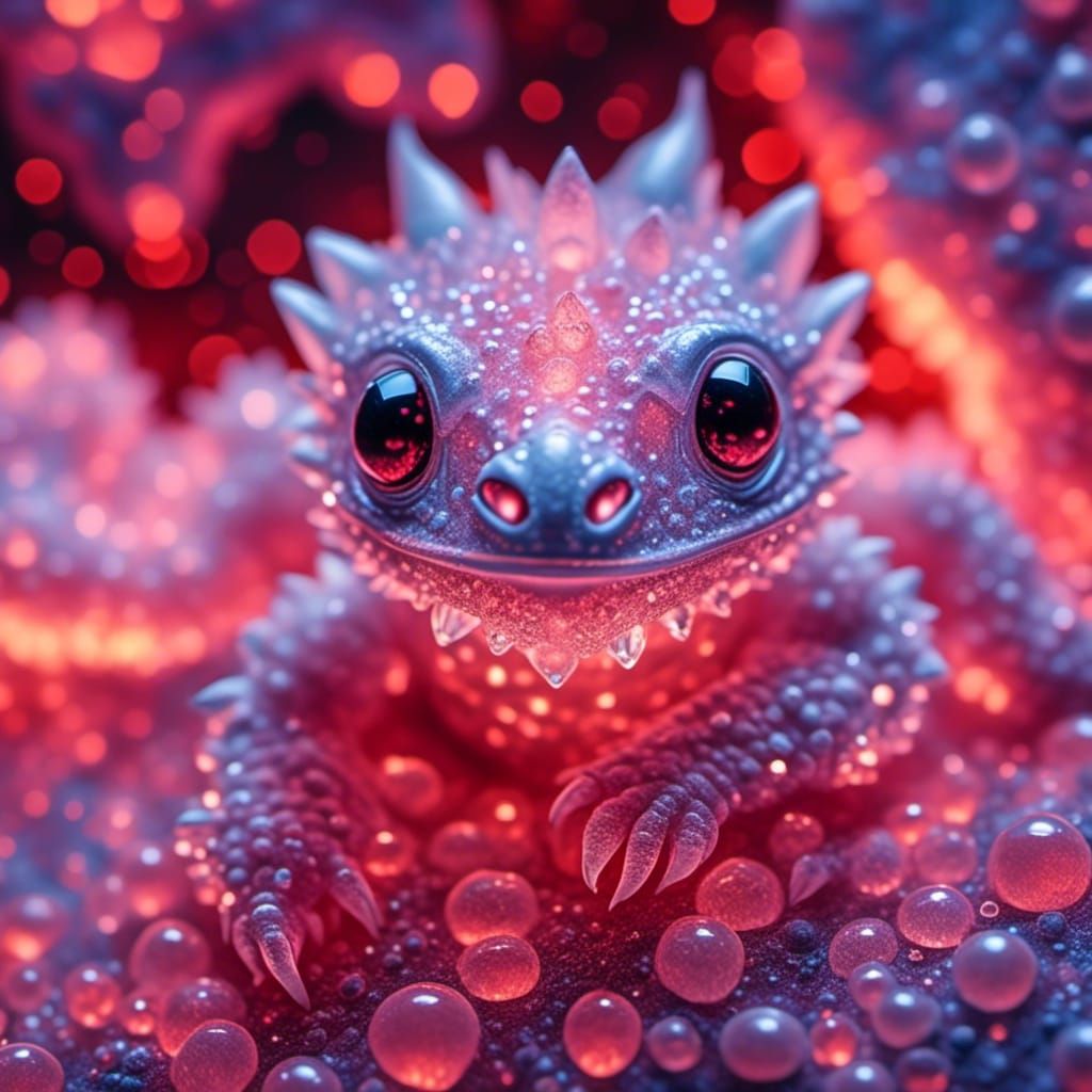 Frosted Crystal Peppermint Dragon Hatchling Microportrait