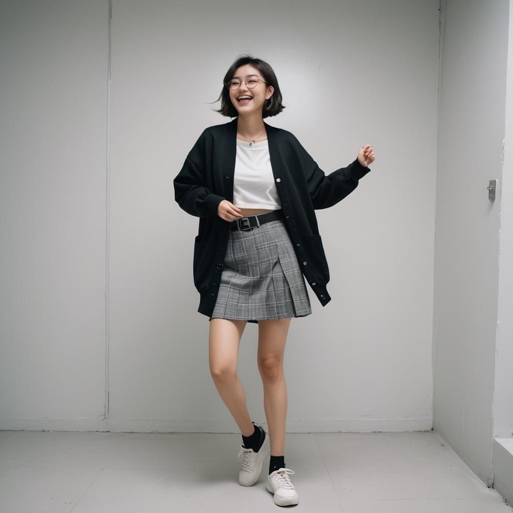 ((full body)), white skin japanese girl bang hairstyle 18 ye...