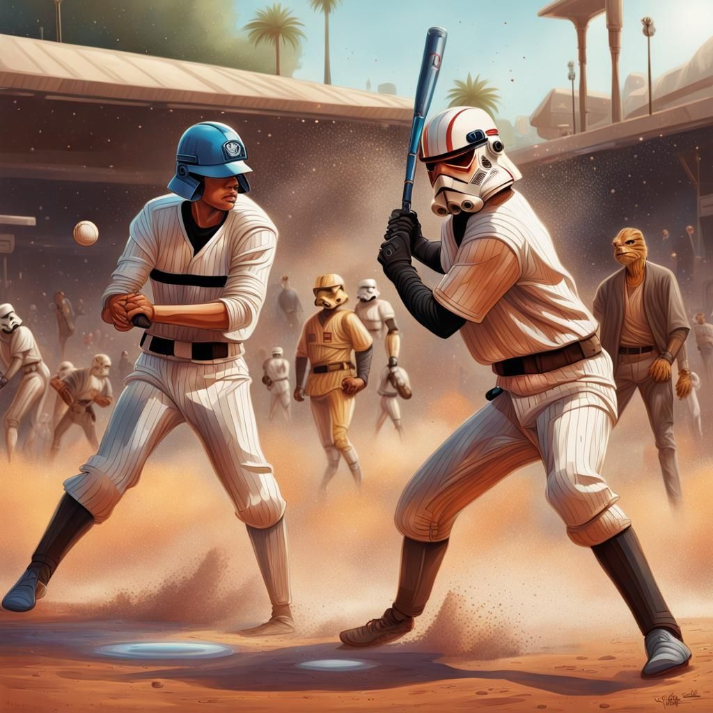 Star Wars characters playing baseball.