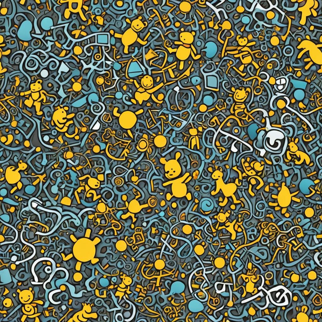 Abstract Winnie the Pooh in Haring Style
