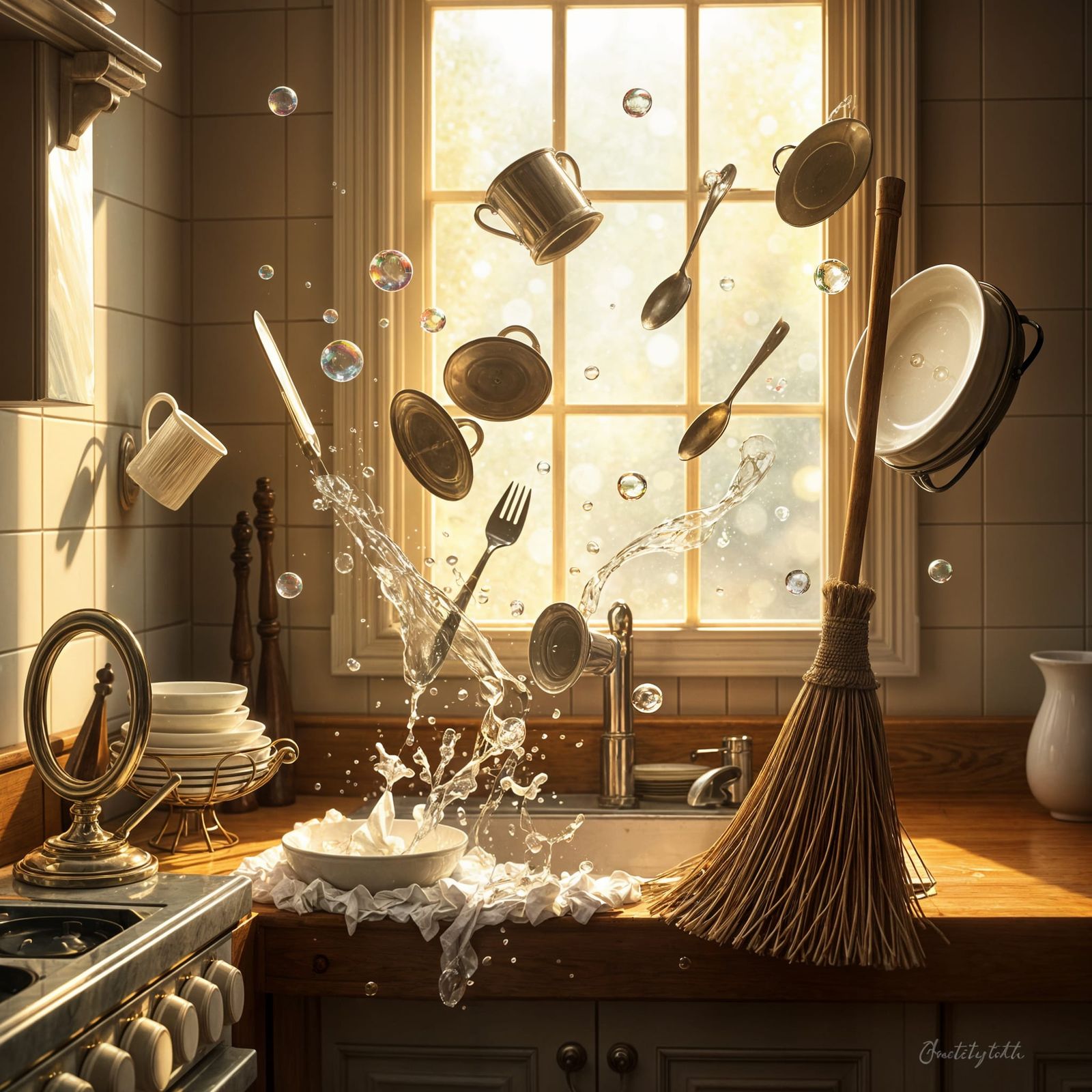 Enchanted Kitchen Symphony: Dancing Dishes and Musical Magic