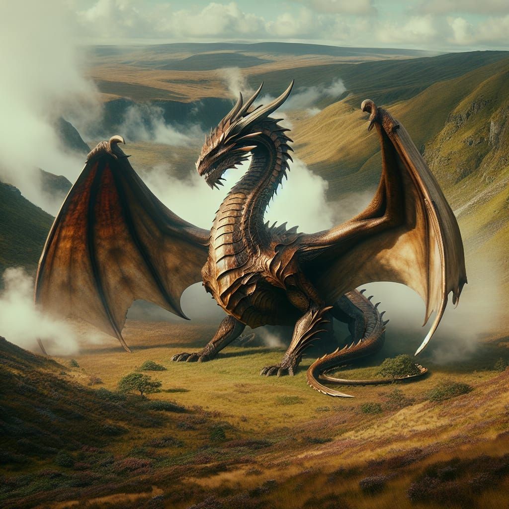 Magnificent Bronze Dragon Reigns Over Wilderness