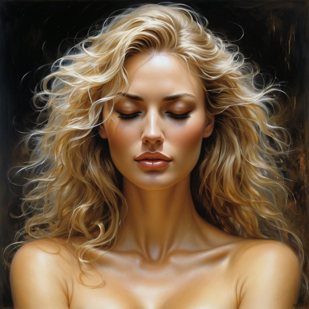 Radiant Scandinavian Woman in Oil Painting Style