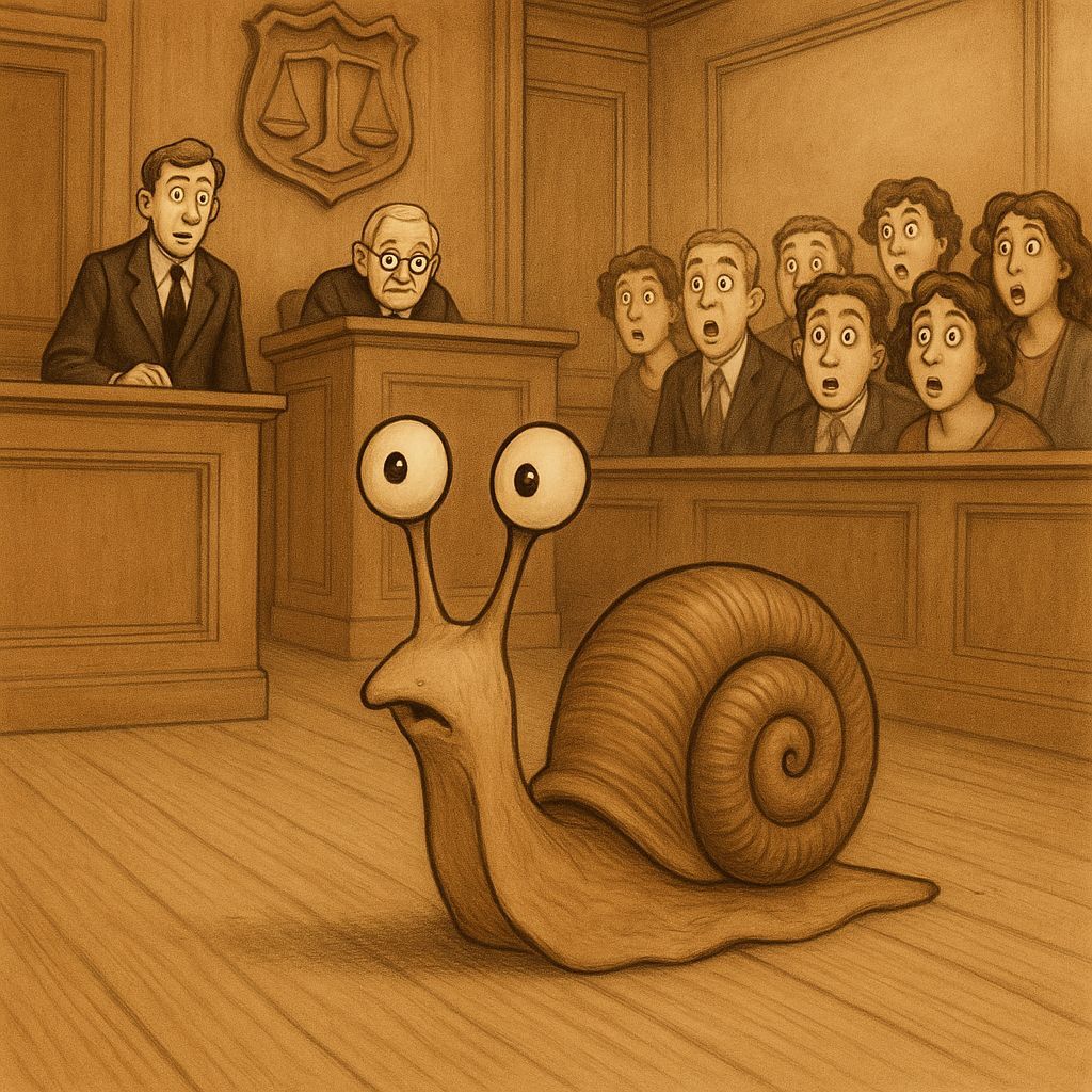 Curious Snail Disrupts Courtroom in Shocking Scene