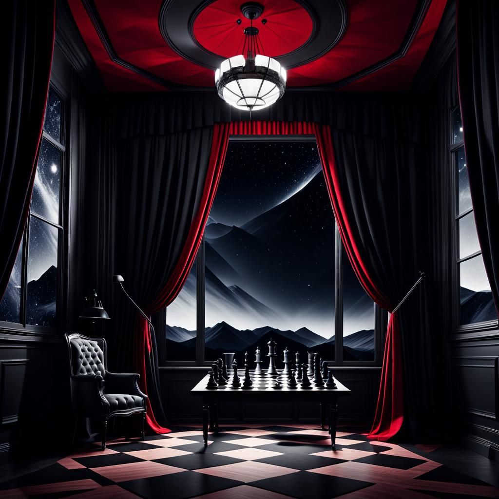 German Expressionist Room with Chess Figures