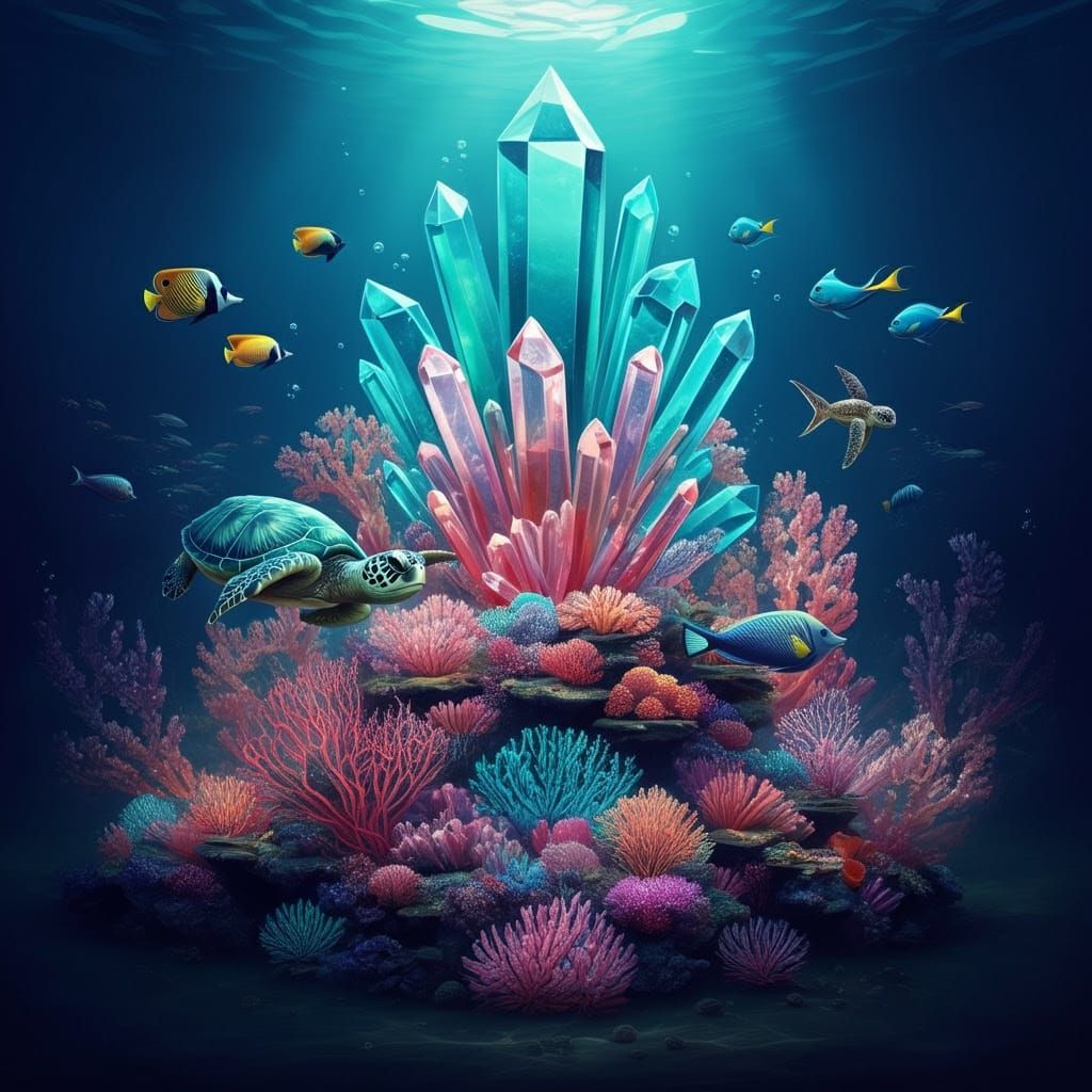 Glowing Crystal Coral Reef: An Underwater Spectacle