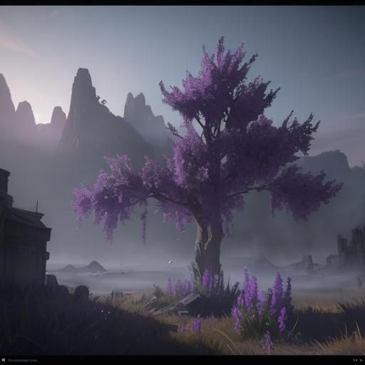 3D Violet Render in Cinematic Style