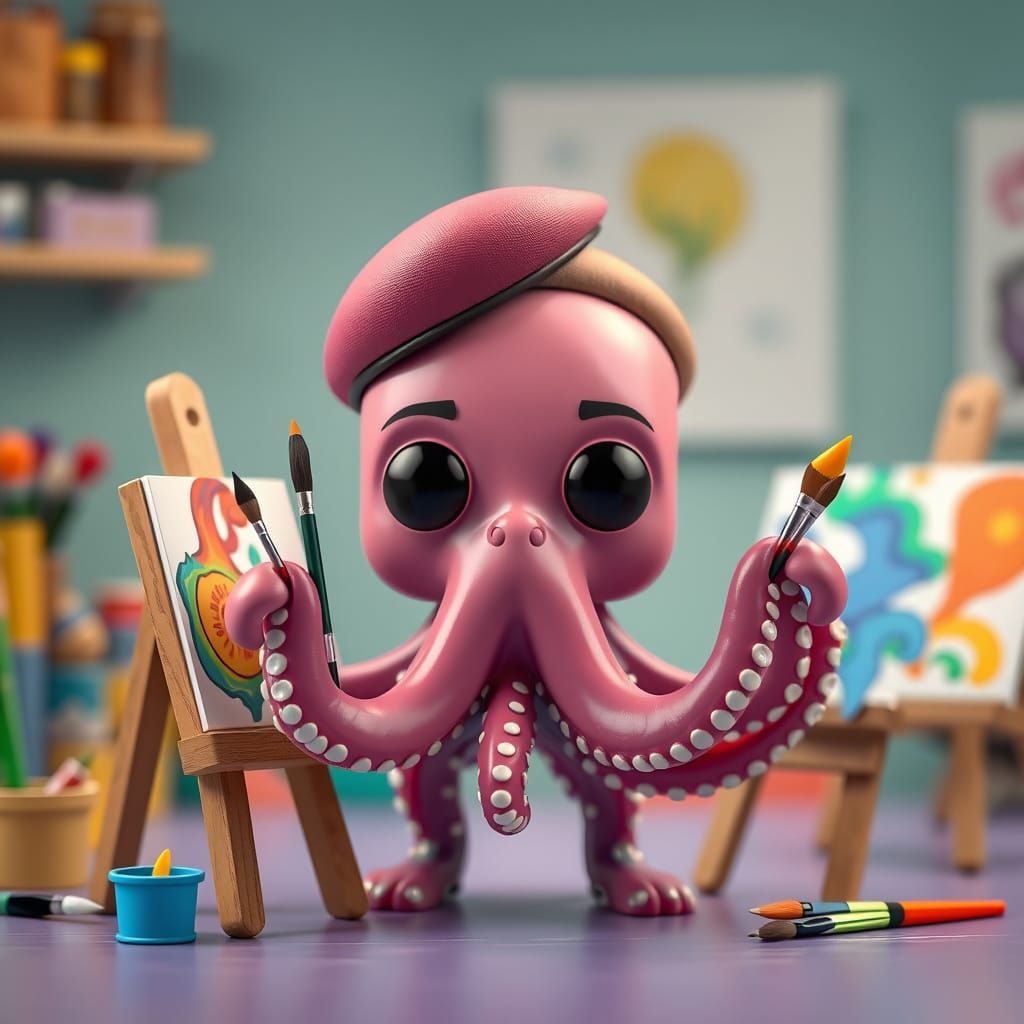 Funko Pop Octopus Artist in Anime Style