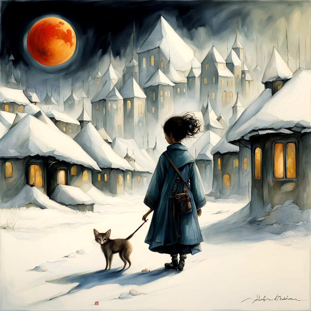 Walking with the cat. (4)