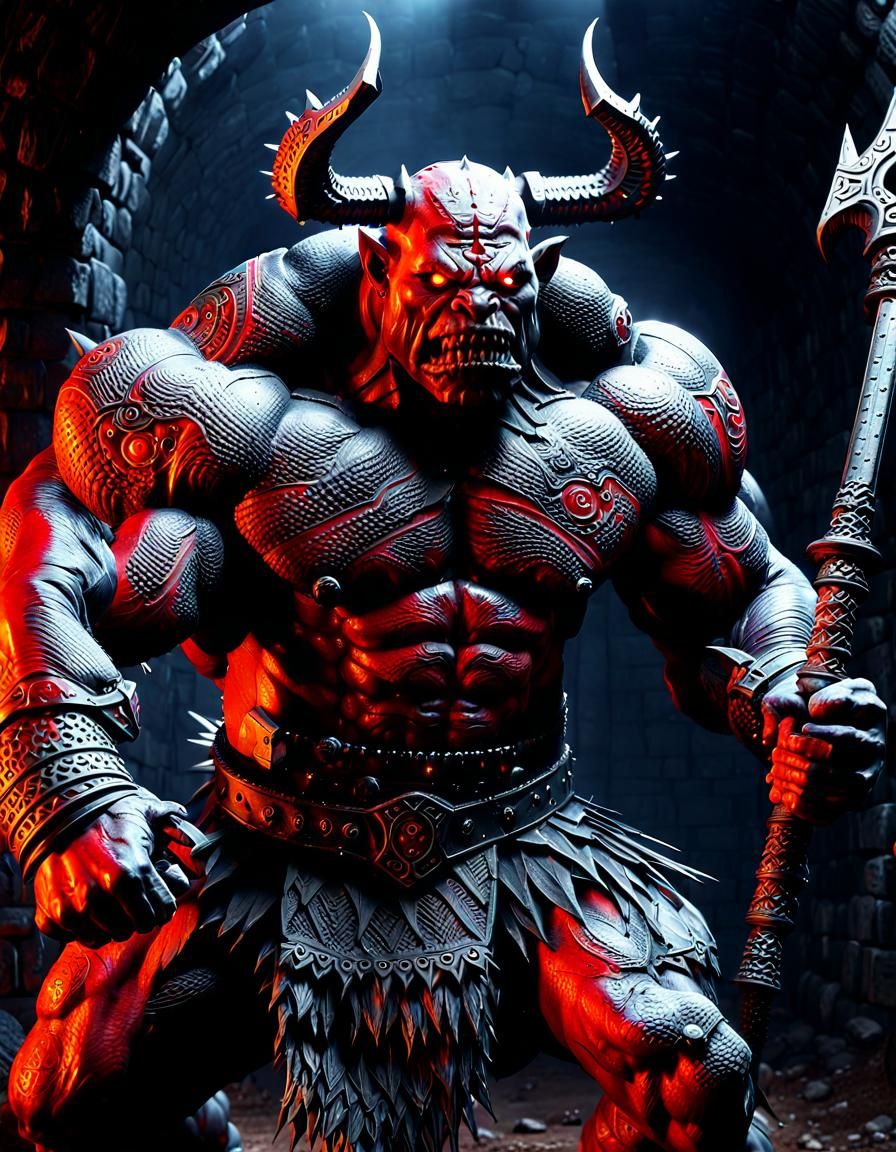 Detailed Ogre Titan with Spiked Flail