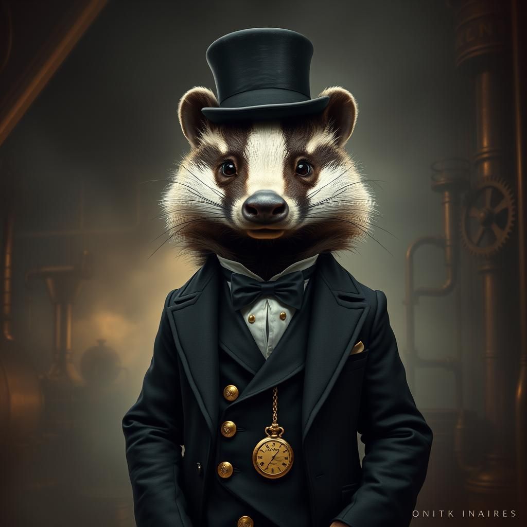 Steampunk Badger in Victorian Setting